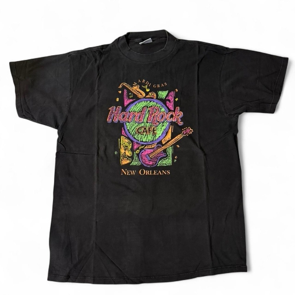 Vintage Hard Rock Cafe Mardi Gras New Orleans Black Cotton T-Shirt Size XL